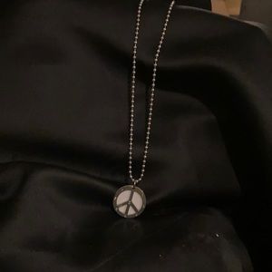 Dolce and Gabbana white enamel PEACE sign necklace